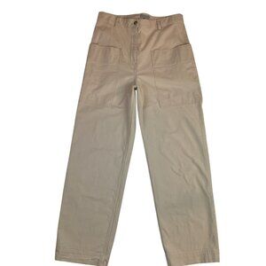 COS Womens 12 Beige High-Waisted Wide Leg Cargo Pants Cotton